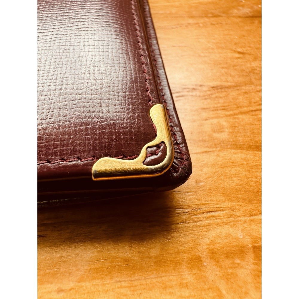 CARTIER Paris Burgundy Leather Billfold Breast Waller 12 Card Holder Pre-owned - Picture 9 of 12